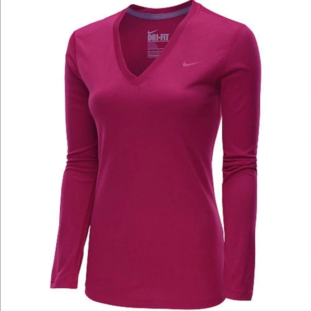 Nike V-‎ Neck Purple Long Sleeve Tee Small